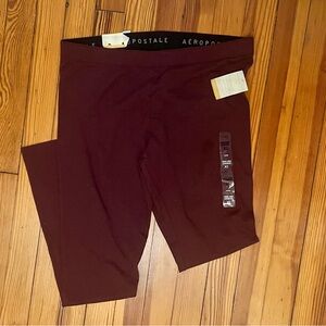 Brand New Aeropostale Maroon High Rise Stretchy Leggings Size XL